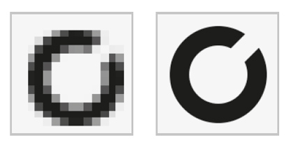 Ist die Pixeldichte zu gering, werden hohe Visusstufen unscharf dargestellt